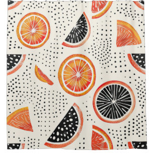 Rideaux De Douche Rayures de tranches de citrus gras (2)