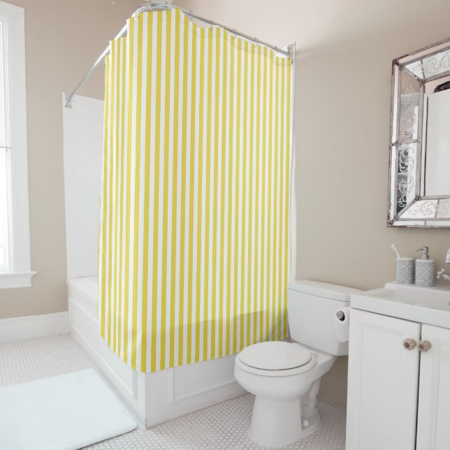 Rideaux De Douche Rayures jaunes (En situation)