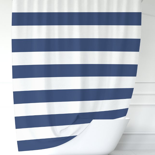 Rideaux De Douche Rayures larges bleues et blanches de la marine mod (Créateur téléchargé)