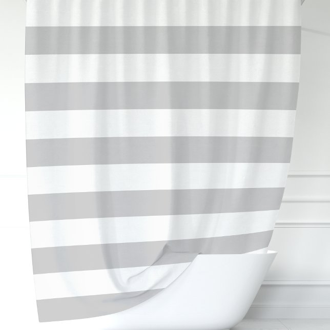 Rideaux De Douche Rayures larges grises et blanches modernes (Créateur téléchargé)