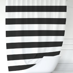 Rideaux De Douche Rayures larges noires et blanches modernes