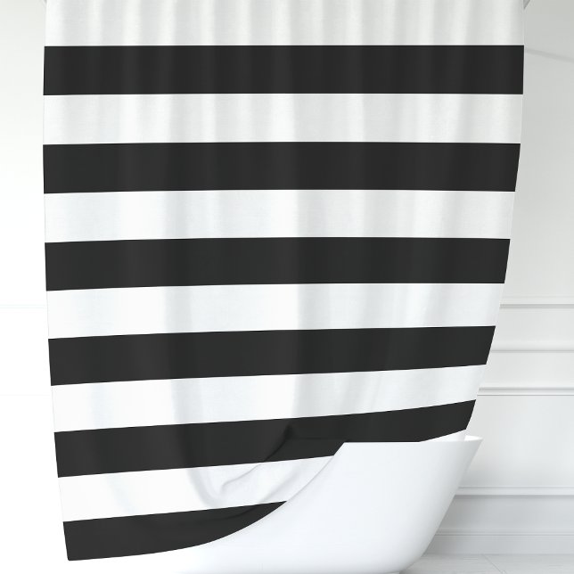 Rideaux De Douche Rayures larges noires et blanches modernes (Créateur téléchargé)
