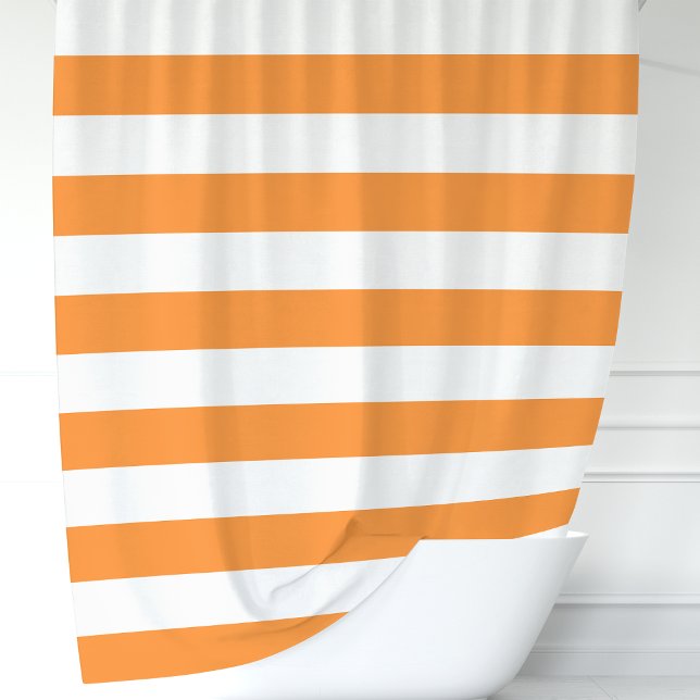Rideaux De Douche Rayures larges orange et blanc modernes  (Créateur téléchargé)