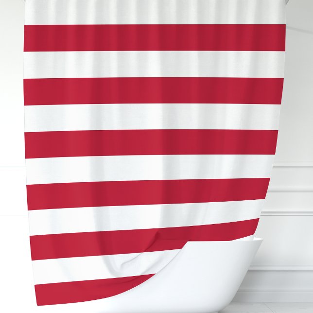 Rideaux De Douche Rayures larges rouges et blanches modernes (Créateur téléchargé)
