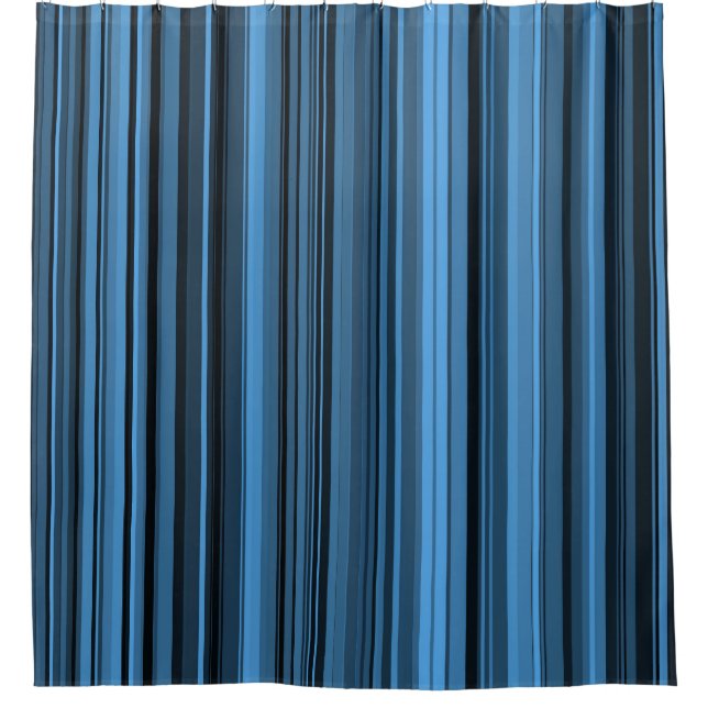 Rideaux De Douche Rayures Noir Bleu (Devant)