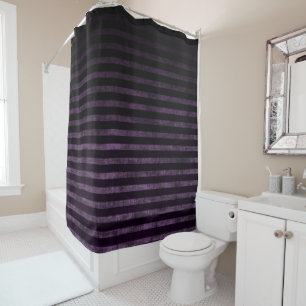 Rideaux De Douche Rayures ombrées grunge noir et violet