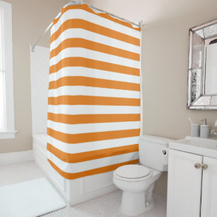 Rideaux De Douche Rayures orange et blanc Couleurs modifiables