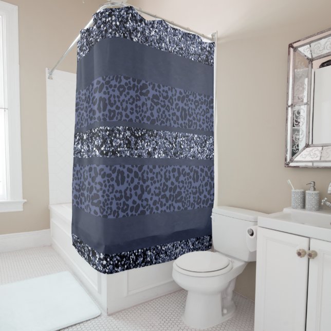 Rideaux De Douche Rayures Pailletées Léopard Glam 5 (En situation)