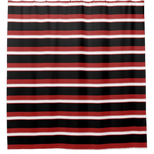 Rideaux De Douche Rayures rouge blanc noir Chic Rayure (Devant)