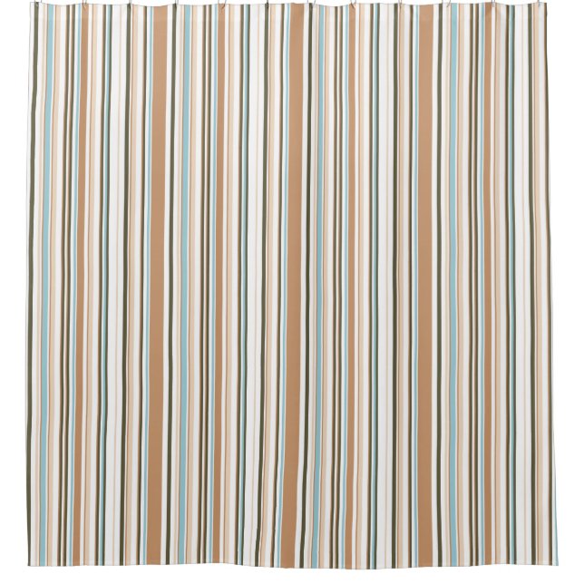 Rideaux De Douche Rayures Terriennes Modernes avec Accent Bleu (Devant)