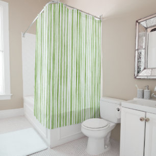 Rideaux De Douche Rayures Vertes Blanches