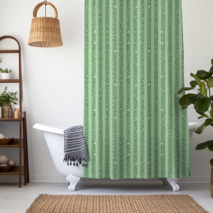 Rideaux De Douche Rayures verticales simples en vert forêt pailleté