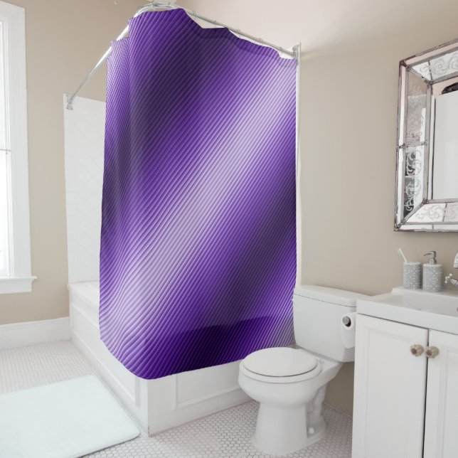 Rideaux De Douche Rayures violettes en diagonale Texture Look  (En situation)