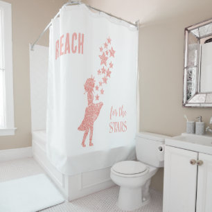 Rideaux De Douche Reach for the Stars Rose Parties scintillant Girl