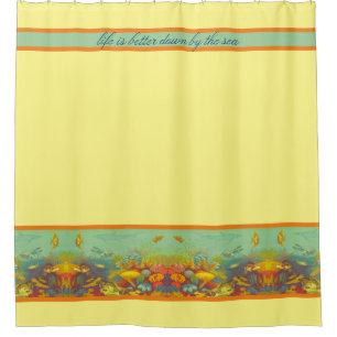 Rideaux De Douche Récif De Corail vintage Sous Citation Nautique