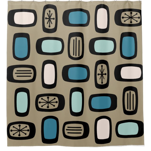 Rideaux De Douche Rectangles arrondies MCM du milieu du siècle Gold  (Devant)