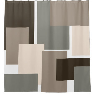 Rideaux De Douche Rectangles Brown, grises, taupes et ivoire