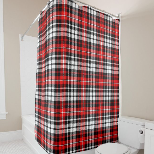 Rideaux De Douche Red Black White Plaid Tartan Pattern Design  (Créateur téléchargé)