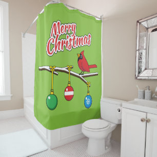 Rideaux De Douche Red Cardinal on Christmas