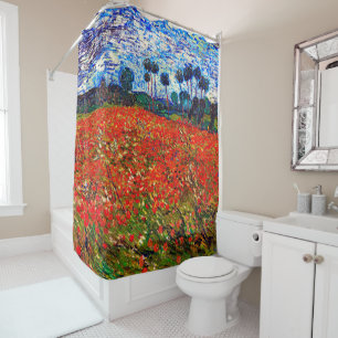 Rideaux De Douche Red Flower Field, Van Gogh