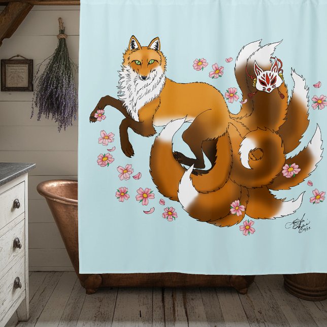 Rideaux De Douche Red Fox Tails Kitsune Kasai (Créateur téléchargé)