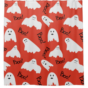 Rideaux De Douche Red Ghosts : Motif Vintage d'Halloween