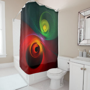 Rideaux De Douche Red Green Yin Yang Moderne Motif d'art Abstrait #2