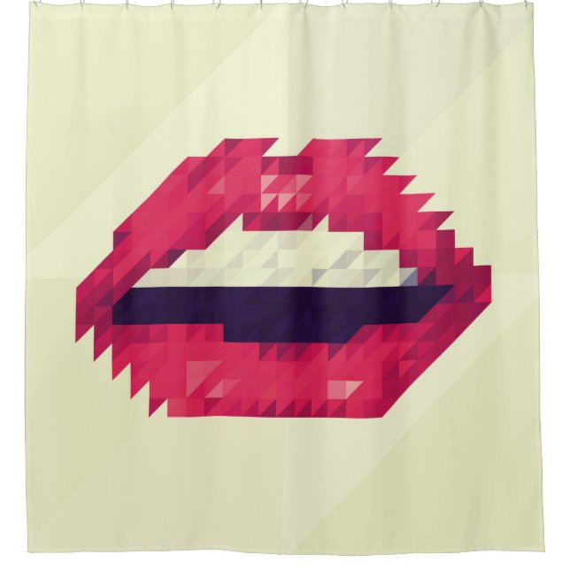 Rideaux De Douche Red lips made of small triangles, pixelshipster,pi (Devant)
