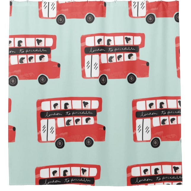 Rideaux De Douche Red London Double Decker Bus sans joint Motif (Devant)