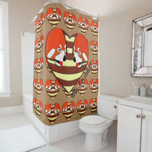 Rideaux De Douche Red Panda Coeur d'amour