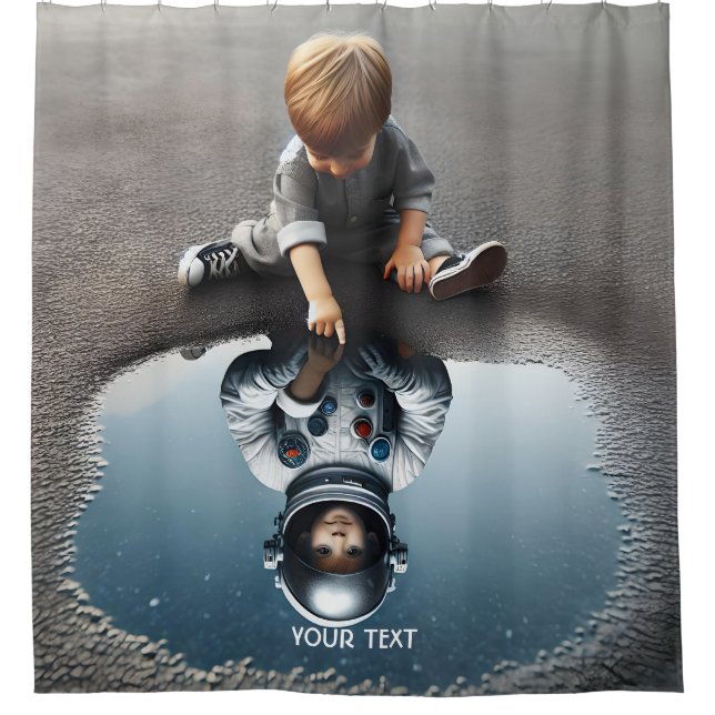 Rideaux De Douche Réflexion de l'astronaute Imaginaire Cute Boy (Devant)