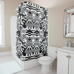 Rideaux De Douche Réflexions Abstraites : Lignes, Cubes et Monochrom