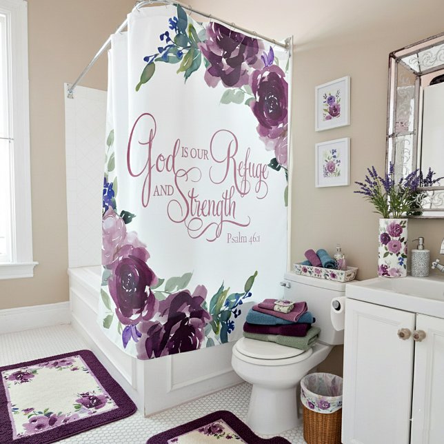 Rideaux De Douche Refuge et force floral violet  (Créateur téléchargé)