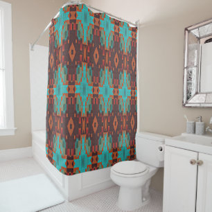 Rideaux De Douche Regard ethnique éclectique turquoise de rouge