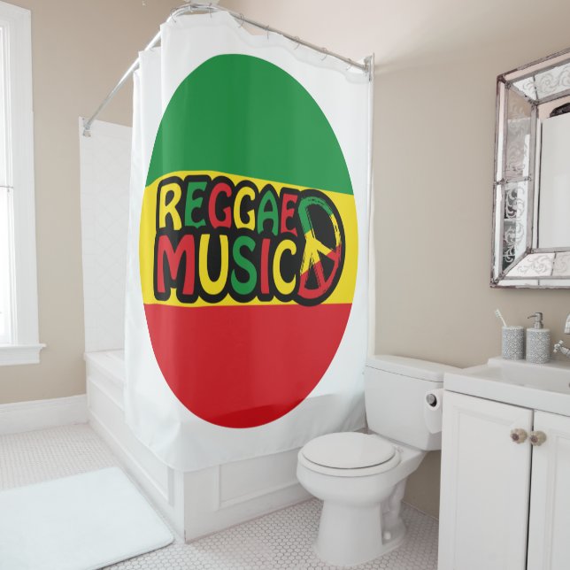 Rideaux De Douche Reggae Design de musique avec style rastafari et c (En situation)