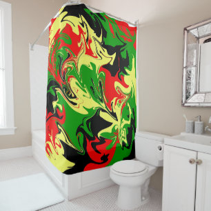 Rideaux De Douche Remous rouges, jaunes, noirs et verts