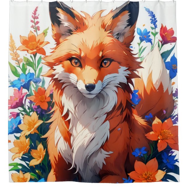 Rideaux De Douche Renard à fleurs (Devant)
