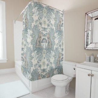 Rideaux De Douche renard cottagecore damassé blanc cassé