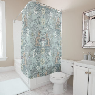 Rideaux De Douche renard cottagecore damassé opale pâle