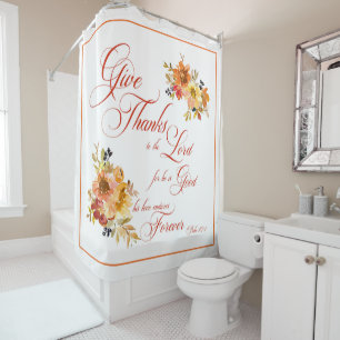 Rideaux De Douche Rendez grâce au Seigneur automne aquarelle florale