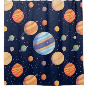 Rideaux De Douche Représentation artistique colorée des planètes et 