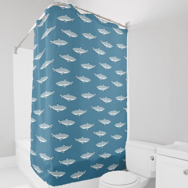 Rideaux De Douche Requin amusant (Fun shark pattern teal green shower curtain)