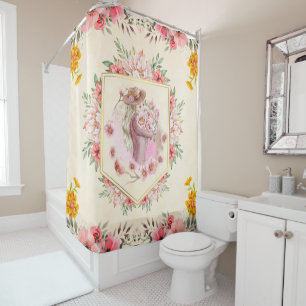 Rideaux De Douche Ressort Art, Dame avec Bouquet