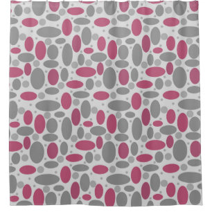 Rideaux De Douche rétro, années 60, pois, gris et rose