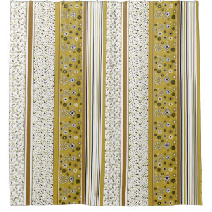 Rideaux De Douche Retro BOHO Stripes Gold
