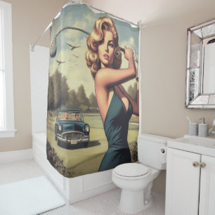 Rideaux De Douche Retro Golf Girl