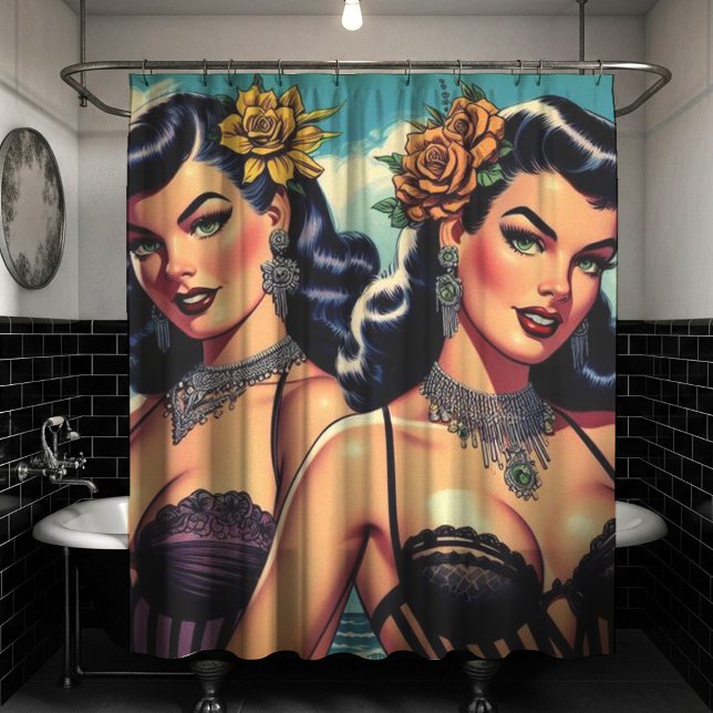 Rideaux De Douche Retro Goth Girls Pin-up (Créateur téléchargé)