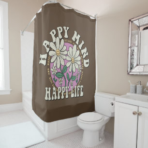 Rideaux De Douche Retro Happy Mind Happy Life