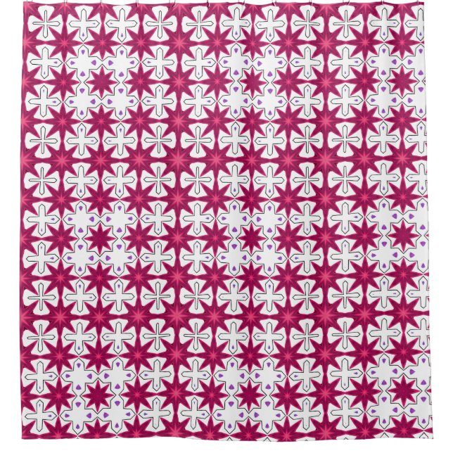 Rideaux De Douche Retro look rose violet starburd (Devant)
