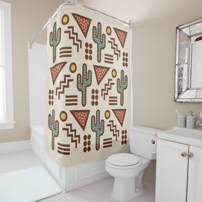 Rideaux De Douche Retro Memphis Desert Pop (En situation)